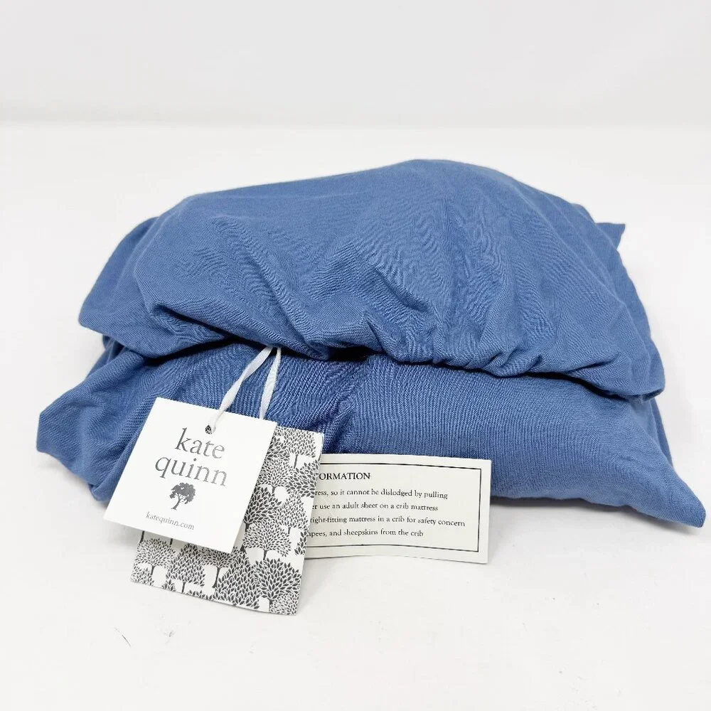 Kate Quinn Bamboo Collection Blue Fitted Crib Sheet One Size NEW